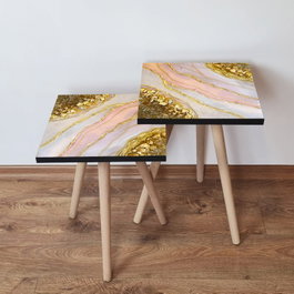 Hanah Home Mesas Nido Dorado y Blanco